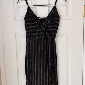 Elegant Black Striped Dress